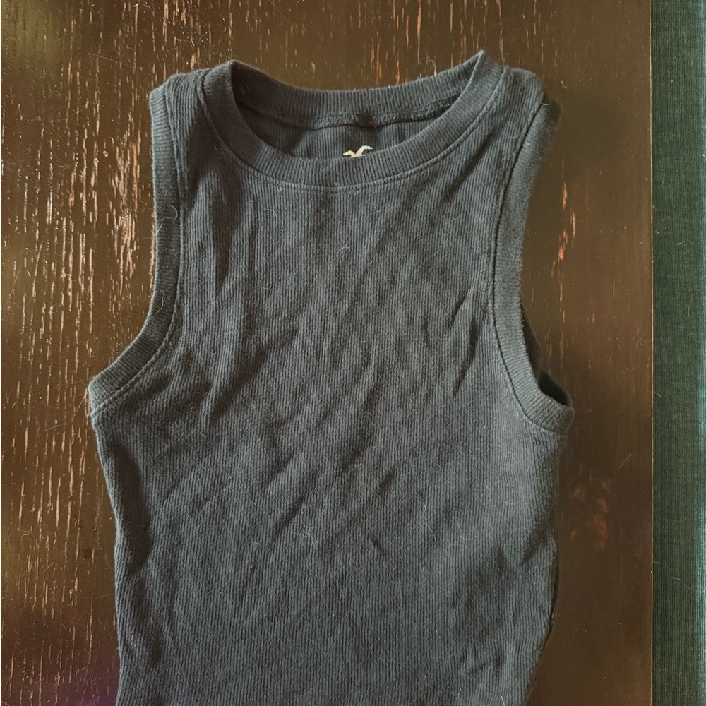 Hollister Black Ribbed Crop Top